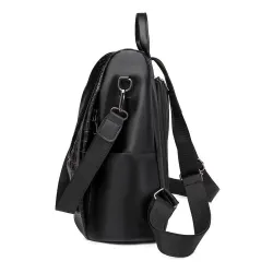 Fashionable vintage backpack - multifunction shoulder leather bag - snake skin patternBackpacks