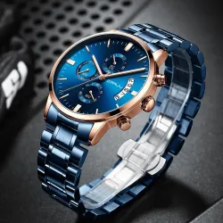 RelojesCRRJU - lujoso reloj azul - Cuarzo - acero inoxidable - resistente al agua