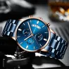 CRRJU - montre bleue de luxe - Quartz - acier inoxydable - étanche