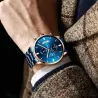 CRRJU - montre bleue de luxe - Quartz - acier inoxydable - étanche
