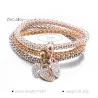 PulseraElegante pulsera de tres piezas - con corazones de cristal - plata - oro - oro rosa