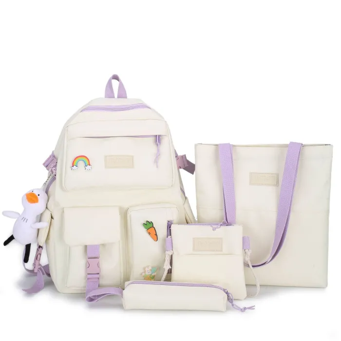 Mochila - estojo - bolsa de ombro - bolsa - com chaveiro com pingente de animal - conjunto de 4 peças