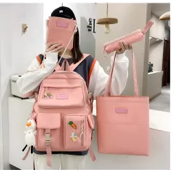 Rucksack – Federmäppchen – Umhängetasche – Handtasche – mit Tieranhänger als Schlüsselanhänger – 4-teiliges Set