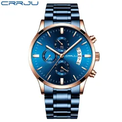RelojesCRRJU - lujoso reloj azul - Cuarzo - acero inoxidable - resistente al agua