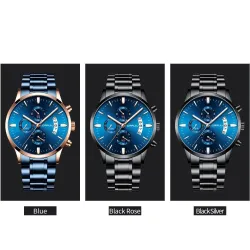 RelojesCRRJU - lujoso reloj azul - Cuarzo - acero inoxidable - resistente al agua
