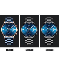 CRRJU - luxurious blue watch - Quartz - stainless steel - waterproofWatches
