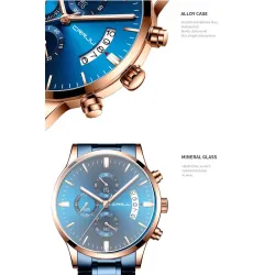 RelojesCRRJU - lujoso reloj azul - Cuarzo - acero inoxidable - resistente al agua