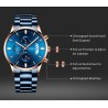 CRRJU - luksuriøs blå klokke - Kvarts - rustfritt stål - vanntett