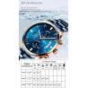 CRRJU - montre bleue de luxe - Quartz - acier inoxydable - étanche