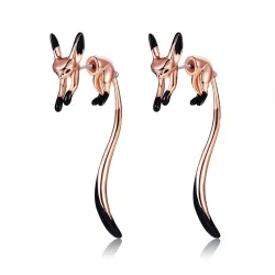 Elegante Ohrhänger - kleiner Fuchs - schwarze Emaille - Silber - Gold - Roségold