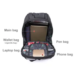 MochilasMochila de moda - bolsa para computadora portátil - resistente al agua - puerto de carga USB - diseño tallado