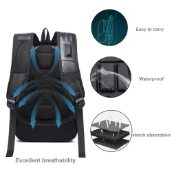 Fasjonabel ryggsekk - bærbar bag - vanntett - USB-ladeport - utskjæringsdesign