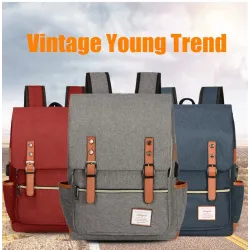 MochilasMochila vintage - Maletín para portátil de 15,6" - Puerto de carga USB