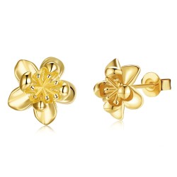 Boucles d'oreilles clous en forme de fleur - plaqué or