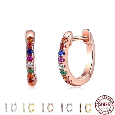 Elegante små bøjle øreringe - med cubic zirconia - 925 sterling sølv