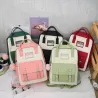 Set borse trendy in tela - zaino - tracolla - borsetta - astuccio - pochette - 5 pezzi
