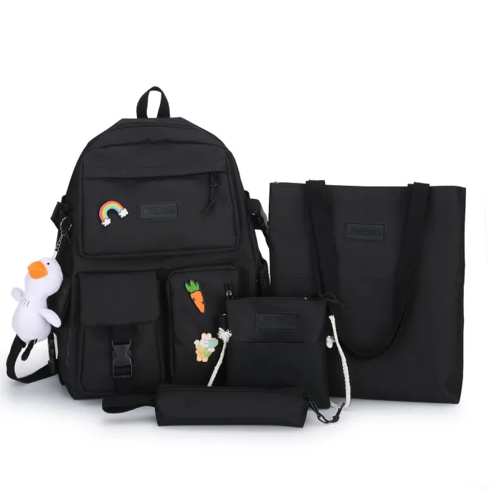 Backpack - pencil case - shoulder bag - handbag - with animal pendant keychain - 4 pieces setSets