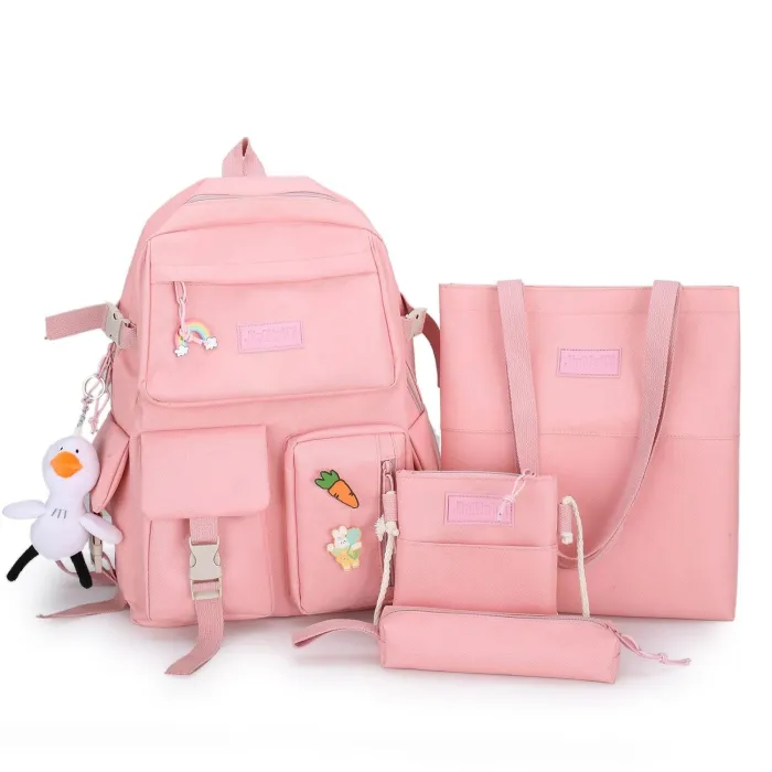 Mochila - estojo - bolsa de ombro - bolsa - com chaveiro com pingente de animal - conjunto de 4 peças