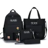 Mochila de grande capacidade - bolsa - bolsa de ombro - estojo - impressão de letras - conjunto de 4 peças