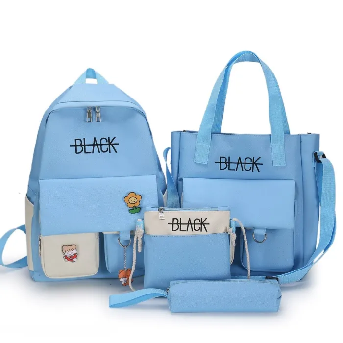 Large capacity backpack - handbag - shoulder bag - pencil case - letters print - 4 pieces setSets