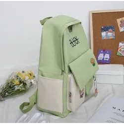 Stor kapacitet rygsæk - håndtaske - skuldertaske - penalhus - bogstaver print - 4 stk sæt