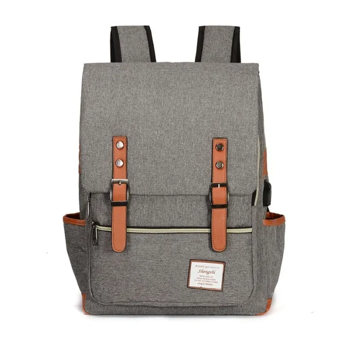 MochilasMochila vintage - Maletín para portátil de 15,6" - Puerto de carga USB