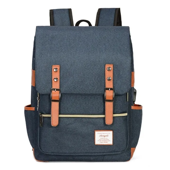 Zaino vintage - Borsa per laptop 15,6" - Porta di ricarica USB
