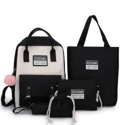Trendy canvas bags set - backpack - shoulder bag - handbag - pencil case - small pouch - 5 piecesSets