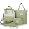 Set borse trendy in tela - zaino - tracolla - borsetta - astuccio - pochette - 5 pezzi