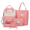 Trendy canvas bags set - backpack - shoulder bag - handbag - pencil case - small pouch - 5 piecesSets