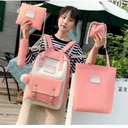 Trendy canvas bags set - backpack - shoulder bag - handbag - pencil case - small pouch - 5 piecesSets