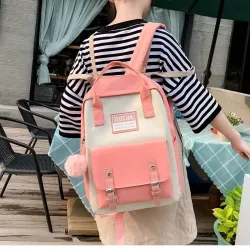 Trendy canvas bags set - backpack - shoulder bag - handbag - pencil case - small pouch - 5 piecesSets