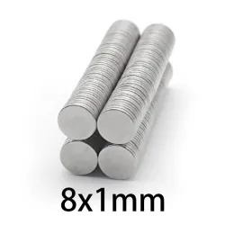 N35N35 - imán de neodimio - disco redondo resistente - 8 mm * 1 mm - 50 - 1000 piezas