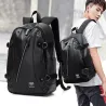 Sac à dos en cuir à la mode - sac pour ordinateur portable 15,6 pouces - trou pour écouteurs - étanche
