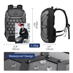Fasjonabel ryggsekk - 15,6 tommers bærbar bag - tyverisikring - USB-ladeport - vanntett
