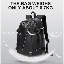 MochilasMochila de cuero de moda - bolsa para computadora portátil de 15,6 pulgadas - orificio para auriculares - resistente ...
