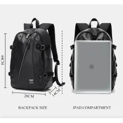 Fashionable leather backpack - 15.6 inch laptop bag - earphone hole - waterproofBackpacks