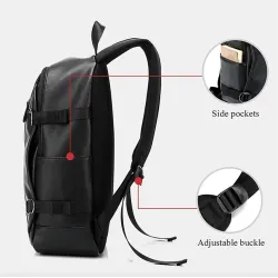 MochilasMochila de cuero de moda - bolsa para computadora portátil de 15,6 pulgadas - orificio para auriculares - resistente ...