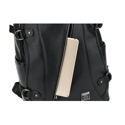 MochilasMochila de cuero de moda - bolsa para computadora portátil de 15,6 pulgadas - orificio para auriculares - resistente ...