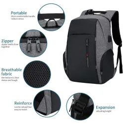 Fasjonabel ryggsekk - 15,6 tommers laptopveske - USB-ladeport - vanntett