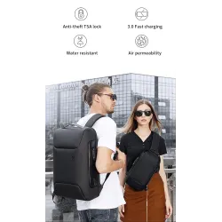 Multifunksjonell elegant ryggsekk - 15,6 tommers bærbar bag - anti-tyveri - USB-ladeport - vanntett