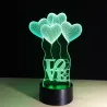 Lampe acrylique 3D - écran tactile - télécommande - LOVE / coeurs