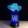 Lampe acrylique 3D - écran tactile - télécommande - LOVE / coeurs