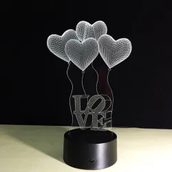 3D akryllampa - pekpanel - fjärrkontroll - LOVE / hjärtan