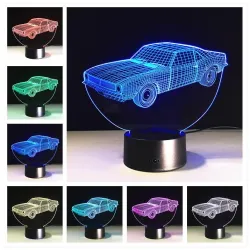 LED 3D lampe - natlys - USB - touch switch / fjernbetjening - tegneseriefigurer