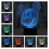 Lampe LED 3D - veilleuse - USB - interrupteur tactile / télécommande - personnages de dessins animés