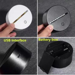 Lampe LED 3D - veilleuse - USB - interrupteur tactile / télécommande - personnages de dessins animés