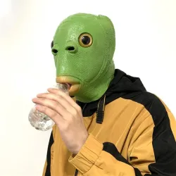 Sjov helmaske - grønt fiskehoved - Halloween - festivaler