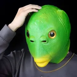 Masque intégral drôle - tête de poisson vert - Halloween - festivals