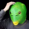 Rolig helmask - grönt fiskhuvud - Halloween - festivaler